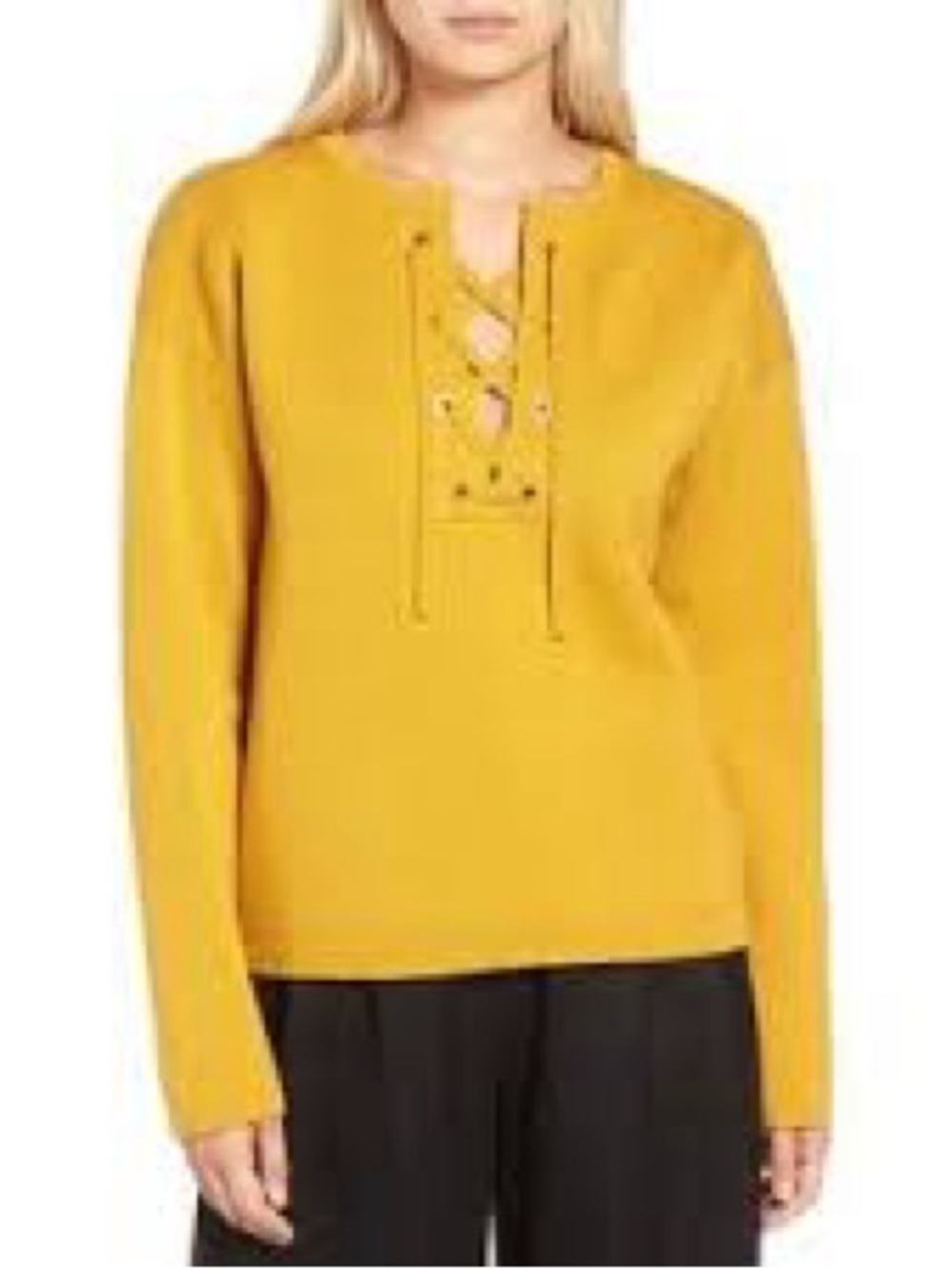 J. Crew Collection Bonded Lace-up Sweater
ochre/mustard yellow Size M